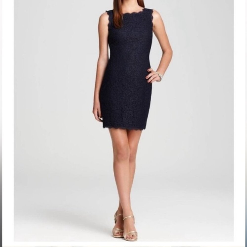 Adrianna Papell Navy Sleeveless Lace Dress
